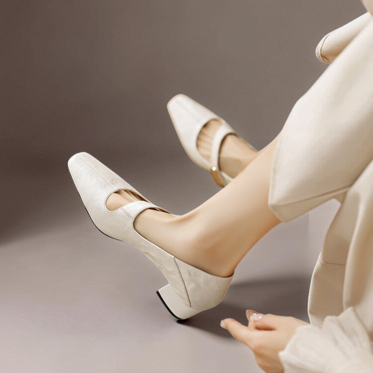 Amelia | Square-Toe Gold-Detail Mary Janes