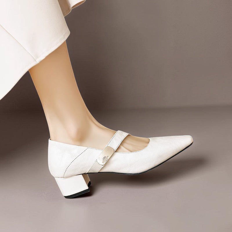 Amelia | Square-Toe Gold-Detail Mary Janes