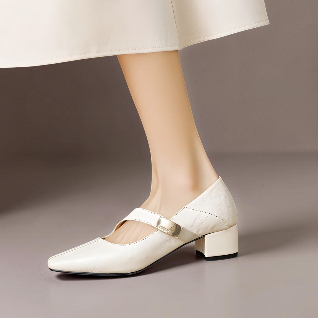 Amelia | Square-Toe Gold-Detail Mary Janes