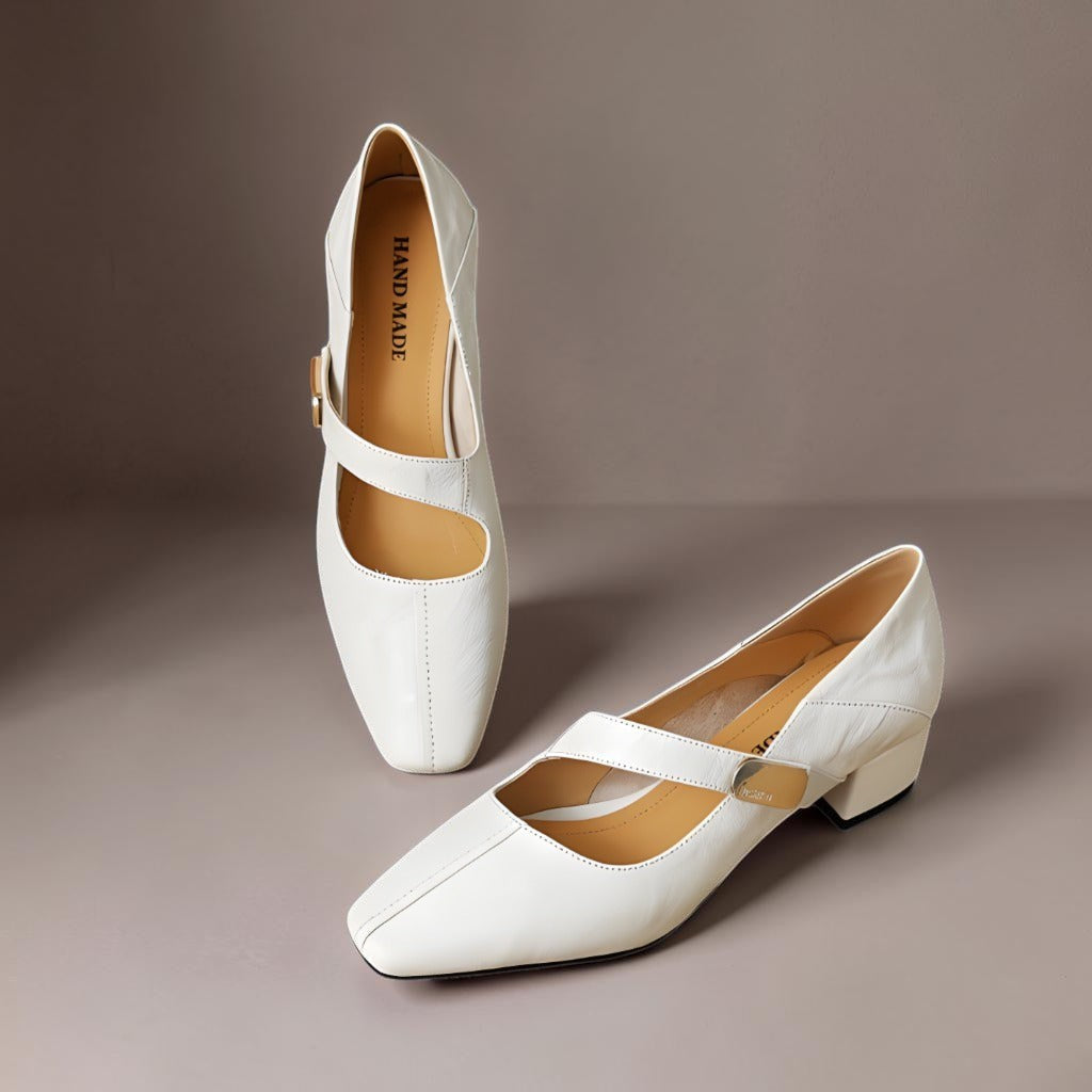 Amelia | Square-Toe Gold-Detail Mary Janes