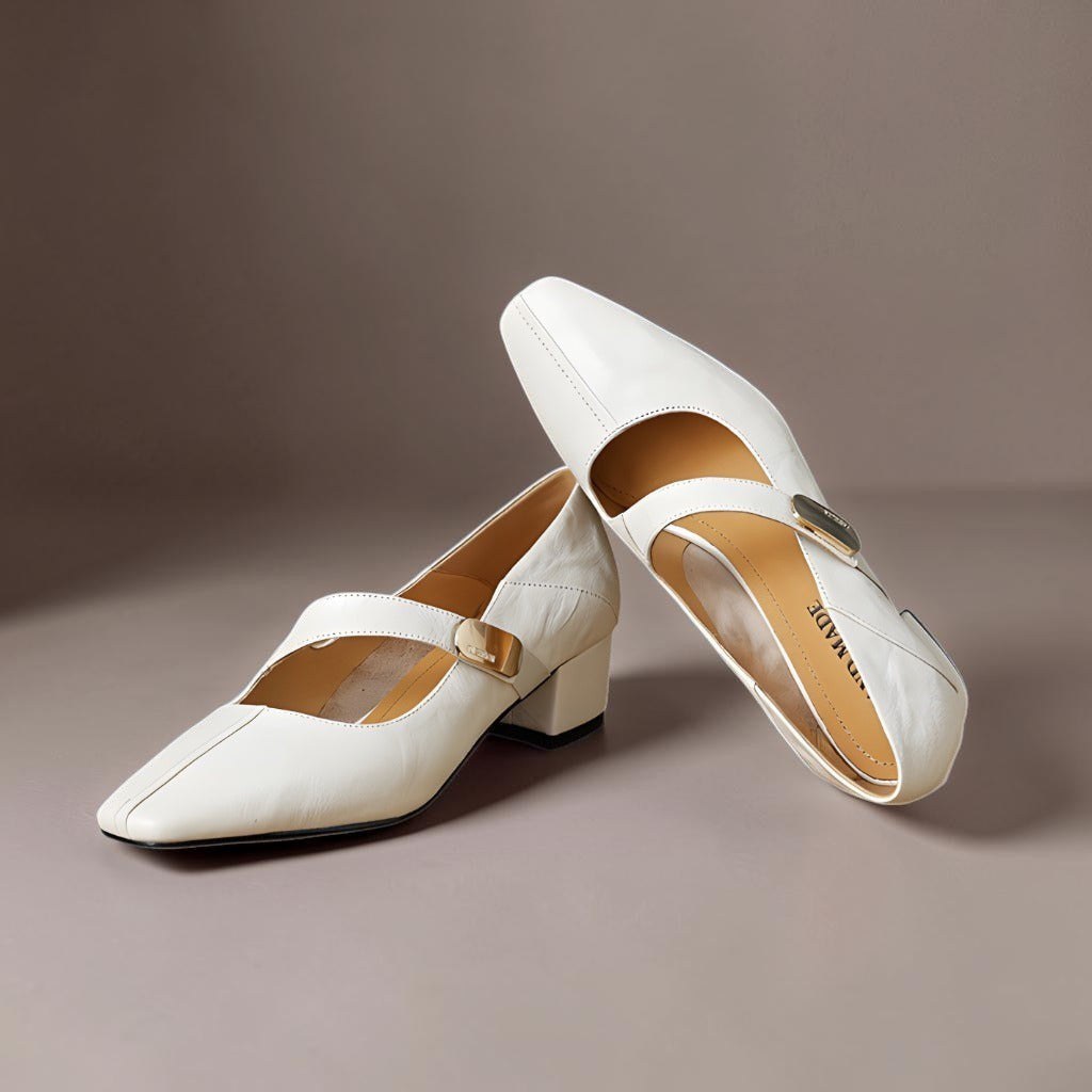 Amelia | Square-Toe Gold-Detail Mary Janes