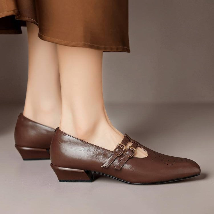 Evie | Double-Strap Leather Mary Janes