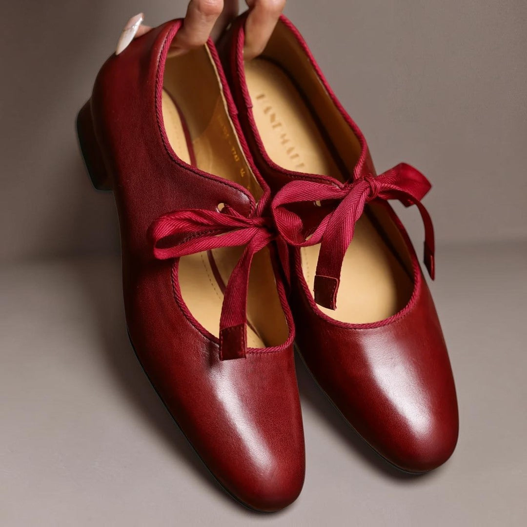 Elsie | Leather Bow Ballet Flats