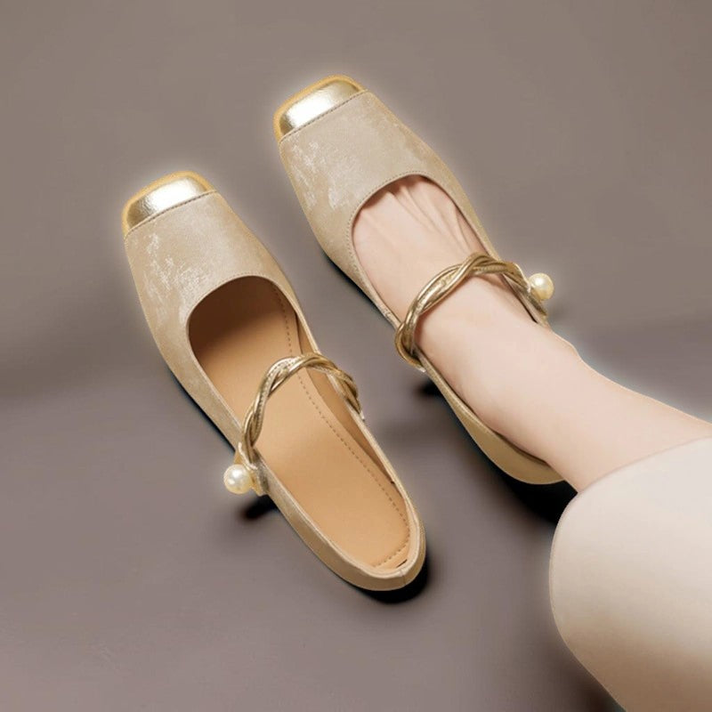 Grace | Pearl-Detail Square-Toe Heels
