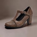Wendy | Brogue T-Strap Heels