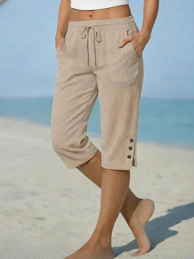 Amelia | Relaxed Linen Capri Pants